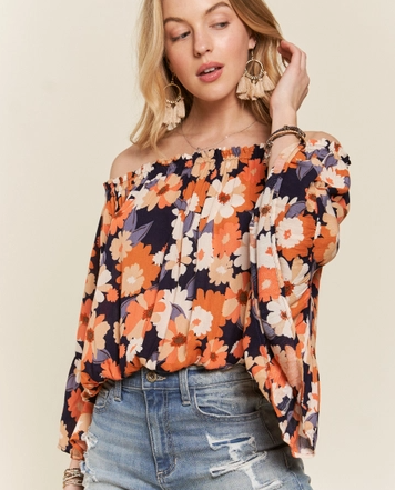 Off Shoulder Floral Blouse