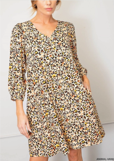 Wooven Animal Print Dress with Lining