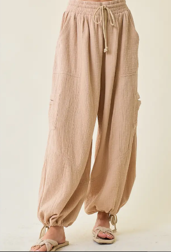 Washed Gauze Utility Pants -