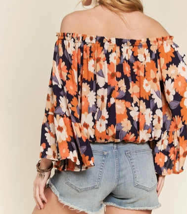 Off Shoulder Floral Blouse