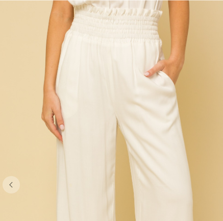 RUCHED ELASTIC WAIST TIERED PLEATS AT CUFF PANTS